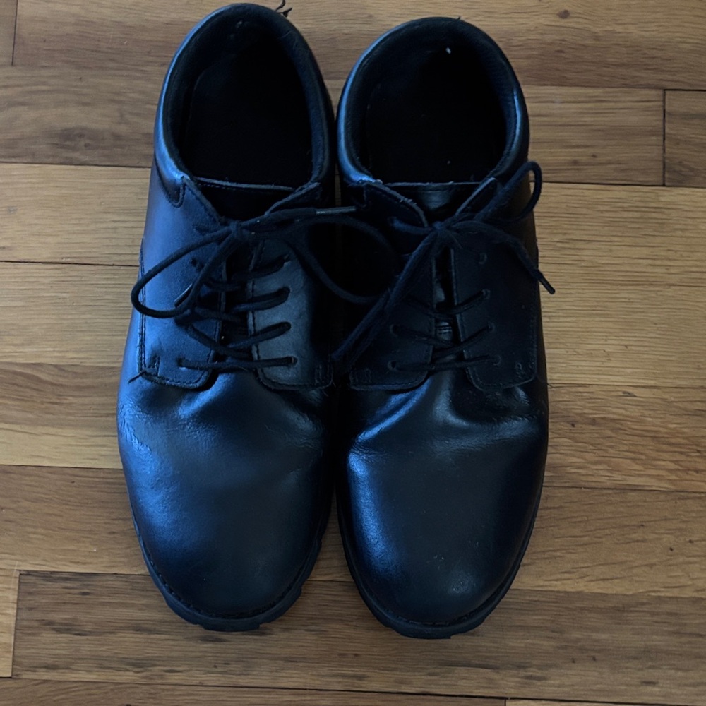 White Cross unisex Black Leather Lace-Up Shoes size 11